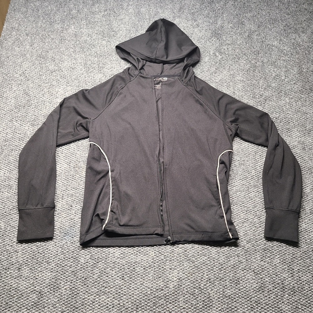 Bebe Sport Womens Black Full Zip Hooded Activewear Jacket Large RN 63619